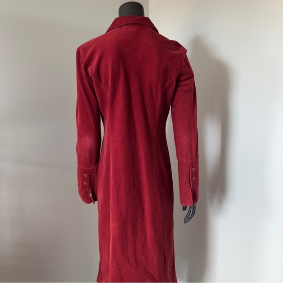Cotton Ginny Red Corduroy Button Front Midi Dress Size 5 - Picture 6 of 11